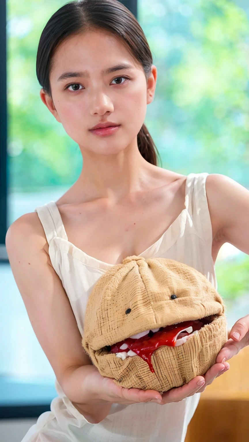 20 year old cute Japan woman, ((Extremely precise and accurate anatomy:1.0)), (Highest quality realistic skin textures:1.6), clean and glowing skin, Thin Skin, mesh, (Enhances the beauty of skin texture:1.2), ((((The texture of each individual hair, long and delicate lashes, Beautifully trimmed eyebrows, Facial pores, Detail of blood vessels in the white of the eye, Thin and visible capillaries in the skin)))), (Realistic as a photo:1.4), (Very realistic:1.4), (Improvement of quality:1.4), Realistic lighting, Backlight, A gentle light that illuminates the face, Ray Tracing, Bright light, (Smoother lighting:1.05), (Improving the quality of cinema lighting:0.9), 32k, fine grain, Detailed face, (Film Grain:1.1), (Natural smile:0), Accentuates body lines, High resolution, Natural look, Kind eyes, Delicate light and shadow, Clear skin, Graceful Pose, Beautiful Eyes, Sharp details, Soft light reflection, Beautiful contours, Delicate skin tone, Natural background, Natural poses in everyday situations, Extremely fine detail, Lora Style