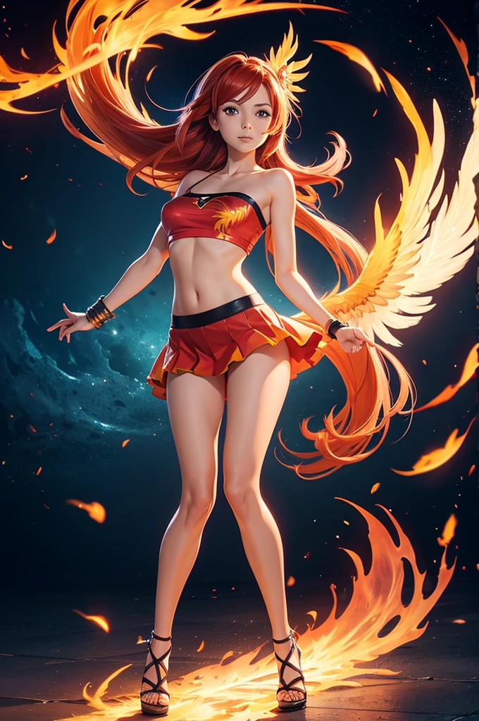 full body, anime phoenix girl, tube top