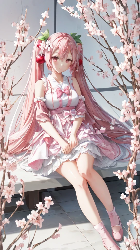 sakura miku,Anime girl with pink hair and white pink dress with flowers, cherry blossom,Anime Style 4 k, Anime Style. 8k, anime wallpaper 4k, anime wallpaper 4k, Beautiful Anime girl, 4k anime wallpaper, Beautiful Anime, anime art wallpaper 4k, anime art wallpaper 4k, Anime Art Wallpapers 8K, Cute anime waifu in a nice dress, Nightcore