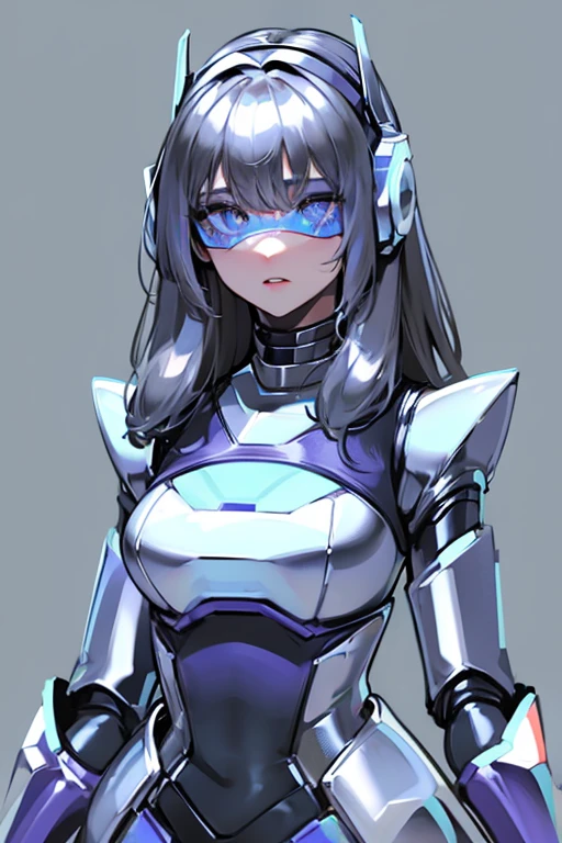 empty eyes,robotized woman ,big bust,Robot Joint ,Metal skin,dress,android,Robot Suit
