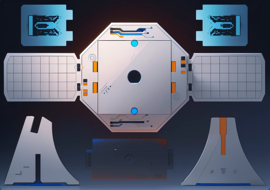 highly detailed panel cuts, highly detailed panel cuts,Plan of a small space station with computers, parts and components, simple Bionic explosion diagram, Very detailed schematic, Highly detailed toys, cyborg parts and components, Mecha details, Clean lines and flat colors, Mecha parts, Mechanical body, Bionic explosion diagram, Realistic shadow parts, Mechanical parts details