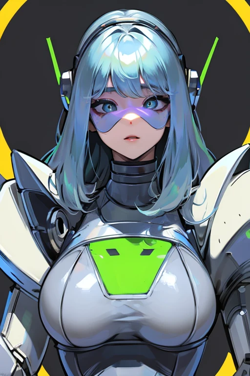 empty eyes,robotized woman ,big bust,Robot Joint ,Metal skin,dress,android,Robot Suit