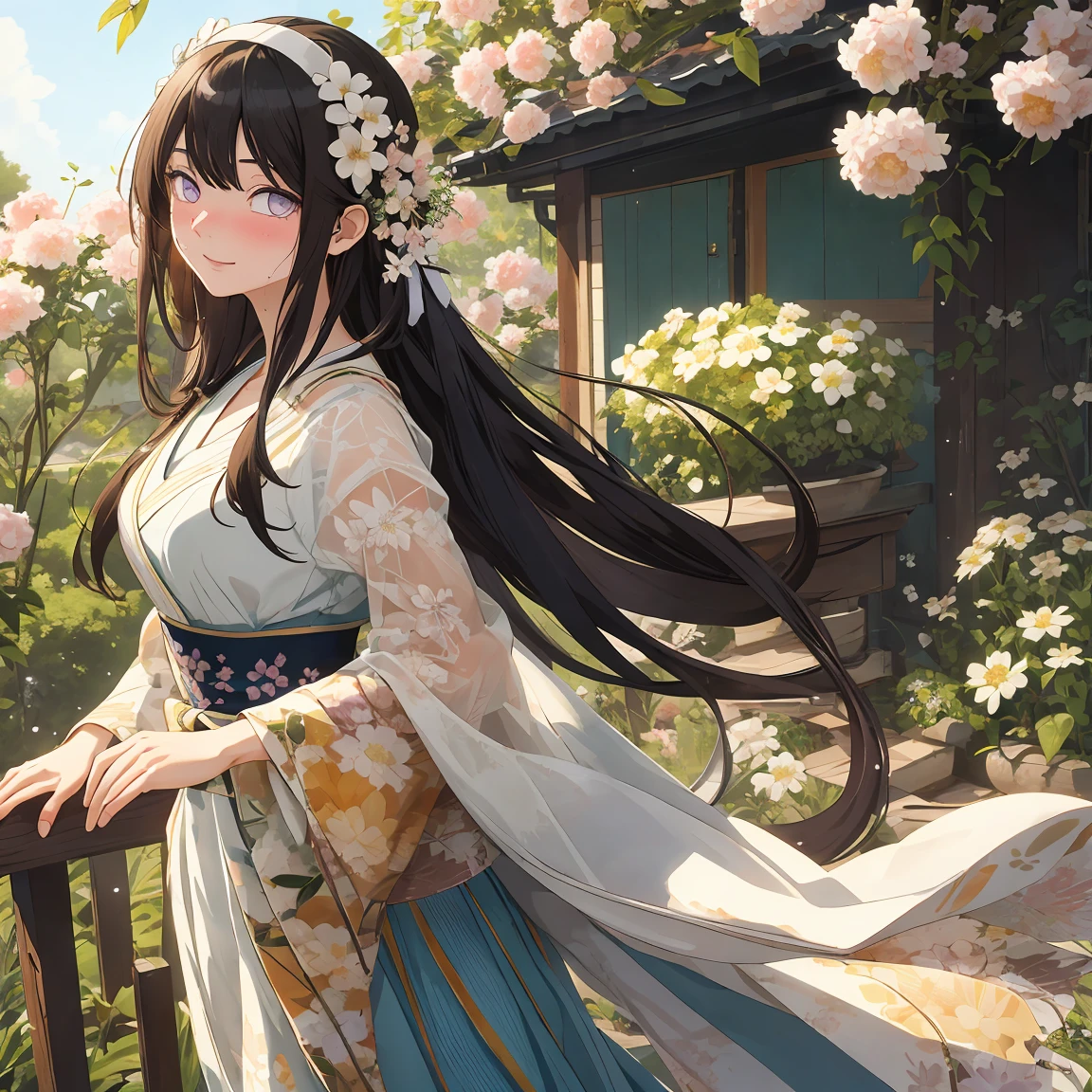 masterpiece， Very detailed， Best quality， Ultra-high resolution， 1 Girl， solo，（Ratio of Hyuga flowers：1），Long hair hanging down, Headband, Hana&#39;s purple eyes, Ponytail, beautiful, beautiful woman, Perfect body, Perfect breasts, View Viewer, Smile, realism, masterpiece, Textured Skin, Super Detail, High Detail, high quality, best quality, 16K，（Wear nurses，Nurse top），live in the hotel，Pick up the whip，With a long whip，Charming pose，（Wear black），（Sweating，大量Sweating，Blush Blush，blush，My face is covered with sweat，Blush Blush），（My face is sweating a lot，blush，Blush Blush，Blushing on the face）