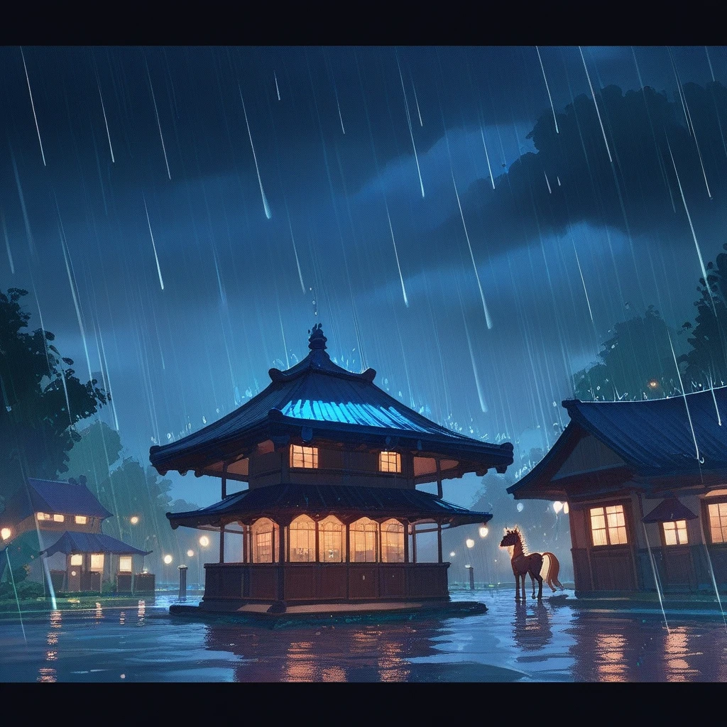 giraffee, rainy night, glowing, (score_9,score_8_up,score_7_up,score_6_up,score_5_up,score_4_up)