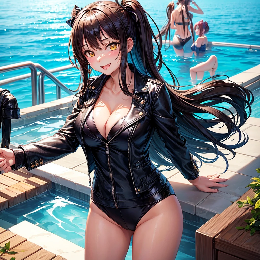 best quality,,smile,blazer,middle School girls,leather jacket,beautiful girl,swimsuit,比基尼,multiple girls are depicted,harem,idol group,photo shoot,long hair,highest quality,big breasts,happy girl,horny girl,yellow eyes,Pool,Beautiful Girl Country,Beautiful Girl's Paradise,fur jacket,perfect face,standing position,girls hugging each other,letting down one's Bangs,beautiful eyes,Ocean,girls hugging each other,smooth hair,Angel Girl,multicolored hair colors,naughty girl,beautiful girl,beautiful girl,loose socks