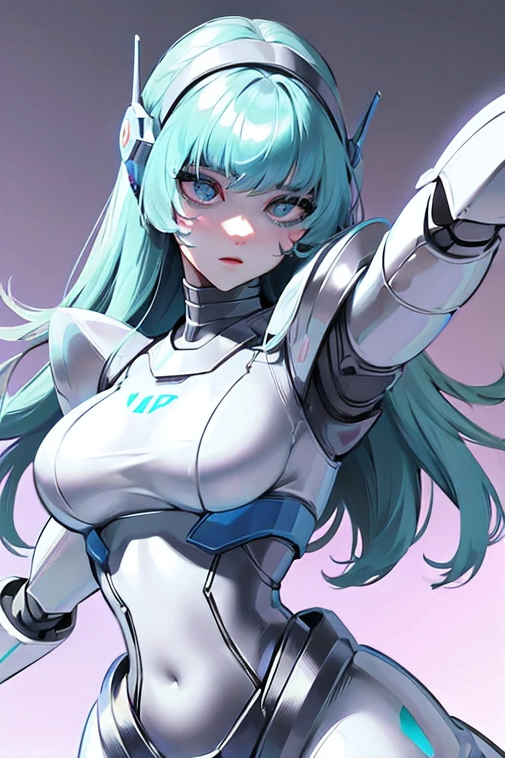 empty eyes,robotized woman ,big bust,Robot Joint ,Metal skin,dress,android,Robot Suit