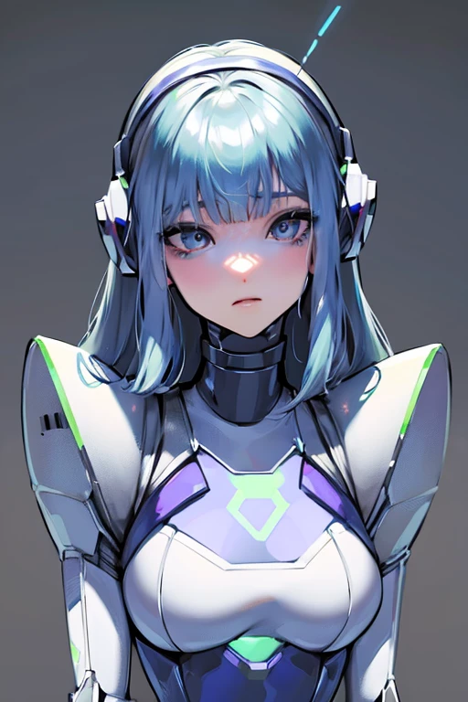 empty eyes,robotized woman ,big bust,Robot Joint ,Metal skin,dress,android,Robot Suit