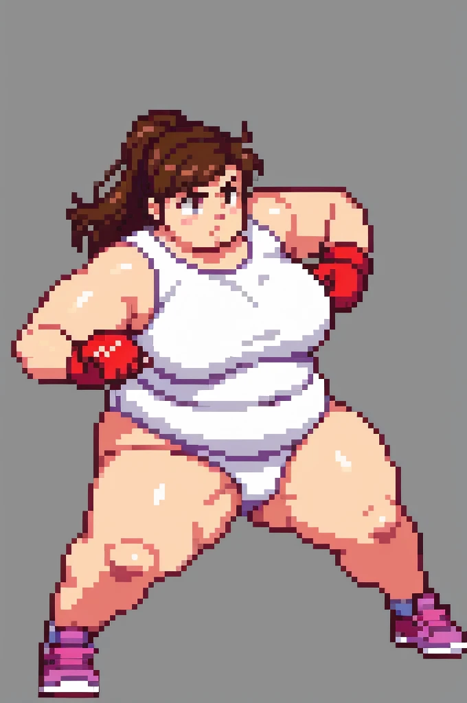 Obese, NES, Punch Out, Woman, boxer, full body, alone, no background