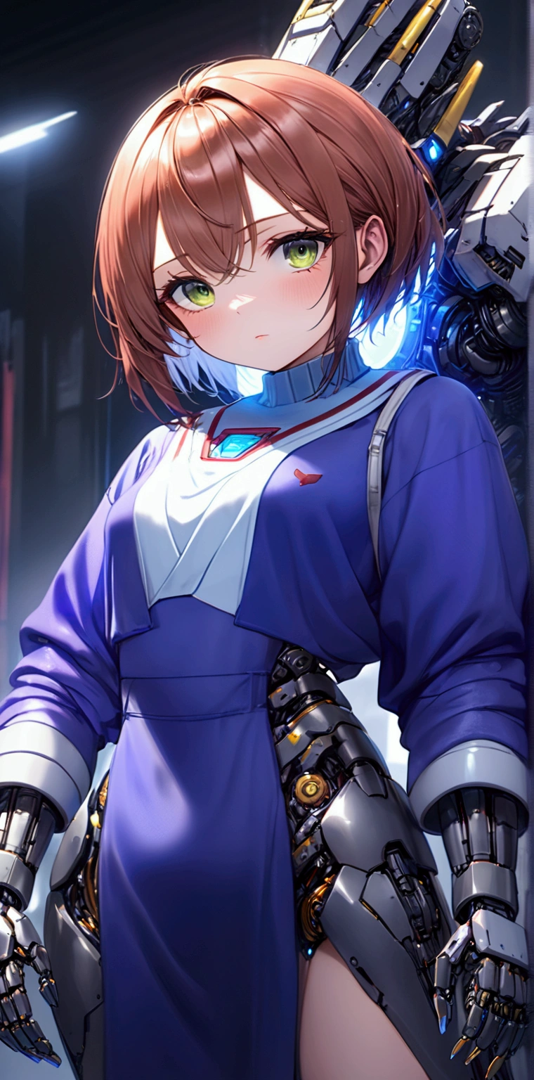 1girl, Momoe Sawaki, Transformers, robot, mecha, detailed mecha design, highly detailed mecha, futuristic, cyberpunk, neon lights, glowing details, blue and purple color scheme, dramatic lighting, cinematic composition, intricate machinery, dynamic pose, (best quality,4k,8k,highres,masterpiece:1.2),ultra-detailed,(realistic,photorealistic,photo-realistic:1.37)