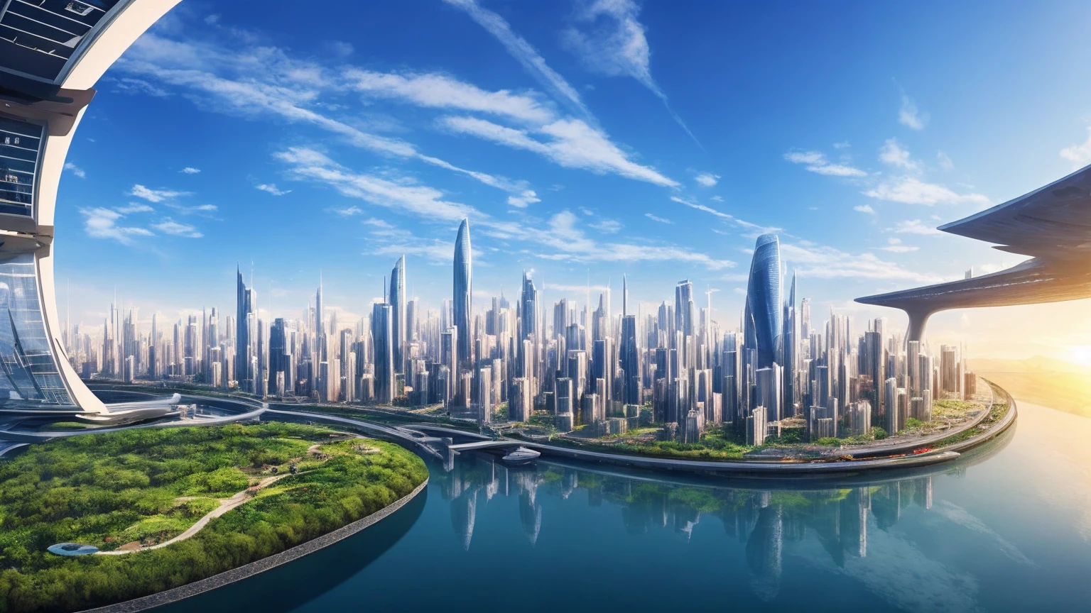 (Best quality,4K,8K,A high resolution,Masterpiece:1.2),Ultra-detailed,(Realistic,Photorealistic,photo-realistic:1.37),Futuristic floating city,Futuristic technology,Huge urban high-tech tablet platform,Airship,Floating in the sky,Futuristic city,Small airships around,High-tech hemispherical platform,Colorful lights,Advanced architecture,modernn architecture,skyscrapper,Access the cloud,Scenic beauty,view over city,Impressive design,Blend seamlessly with nature,energetic and vibrant atmosphere,Futuristic transportation system,Parking is suspended,Transparent path,Lush greenery,Sky gardens,cascading waterfalls,Magnificent skyline,reflections on the water,Sparkling river,Architectural innovation,futuristic skyscrapers,Transparent dome,The shape of the building is unusual,Elevated walkway,Impressive skyline,Glowing lights,Futuristic technology,Minimalist design,Scenic spots,Panoramic view,Cloud Piercing Tower,Vibrant colors,epic sunrise,epic sunset,Dazzling light display,magical ambiance,The future city,Urban Utopia,LuxuryLifestyle,Innovative energy,sustainable development,Smart city technology,Advanced infrastructure,Tranquil atmosphere,Nature and technology live in harmony,Awesome cityscape,Unprecedented urban planning,Architecture connects seamlessly with nature,High-tech metropolis,A cutting-edge engineering marvel,The future of urban living,Visionary architectural concept,Energy-efficient buildings,Harmony with the environment,A city floating above the clouds,Utopian dreams become reality,The possibilities are endless,State-of-the-art transportation network,Green energy integration,Innovative materials,Impressive holographic display,Advanced communication system,Breathtaking aerial view,Quiet and peaceful environment,Modernist aesthetics,Ethereal beauty