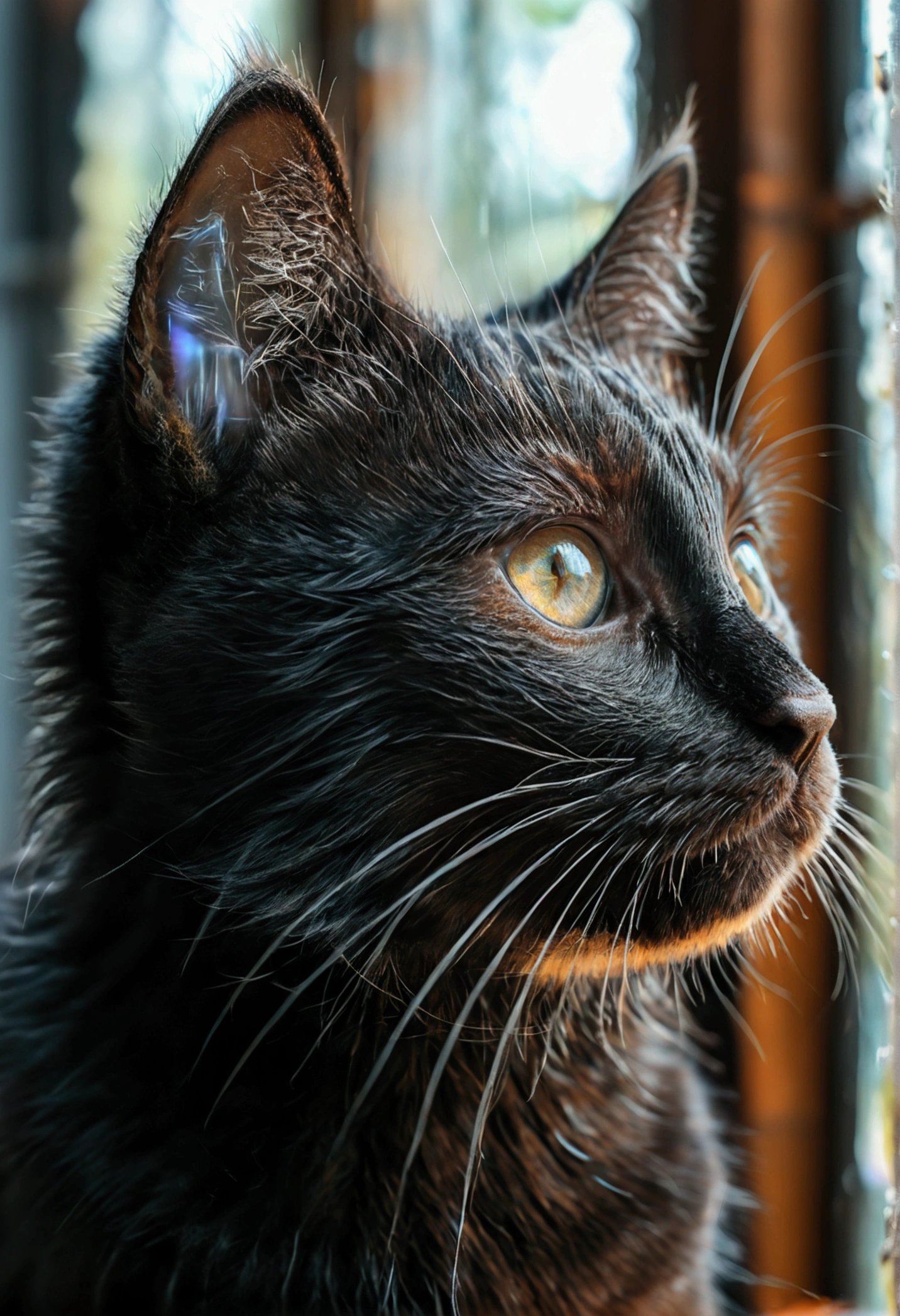 A black cute cat (8k, RAW photo, best quality, masterpiece:1.2), (realistic, photo-realistic:1.37), professional lighting, photon mapping, macro photography
