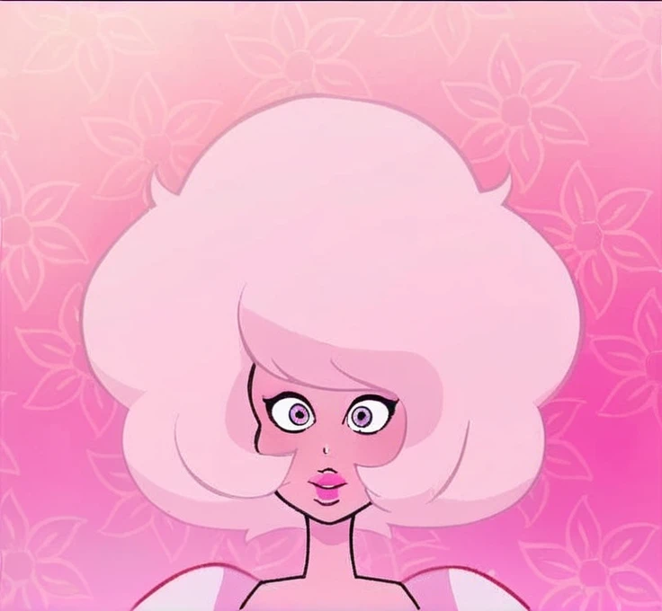 Short and voluminous hair, full lips.