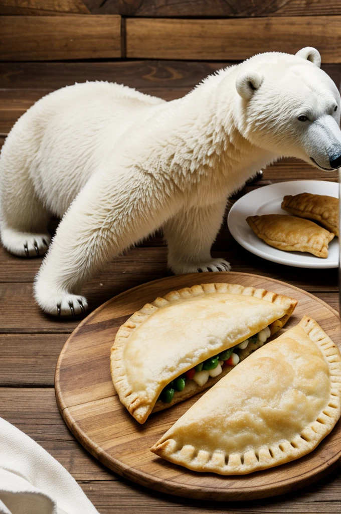 Animated polar bear eating empanada