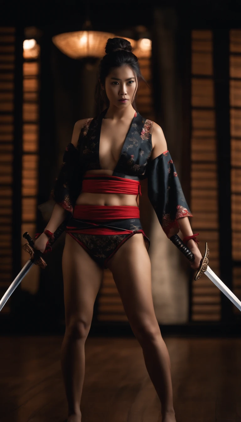 Samurai Swordsman woman In underwear Full body sexy underwear Full body sexy