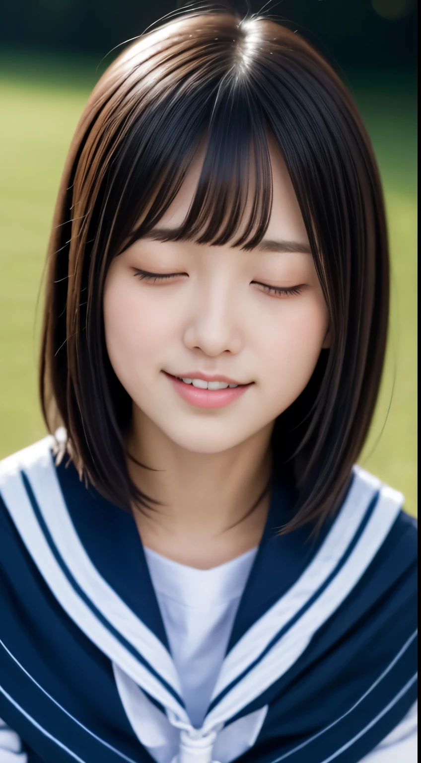 (White shirt,Sailor school uniform)、Medium Hair、Face close-up、sunset、(masterpiece、Highest quality) 、To get a clear image、Really great images, really beautiful、masterpiece, Highest quality,photograph, cute、((18-year-old female:1.******ung and adorable Japanese face, Fresh Skin、ソフトポートレートphotograph,8K,Japanese girls real young idols、若くてcuteアイドル、Young sensual idol、Japanese young idol