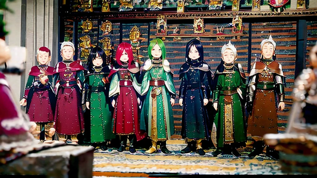 Fantasy　Departure Day　Adventurers　mmorpg　Red-haired knight　armor　Green haired witch