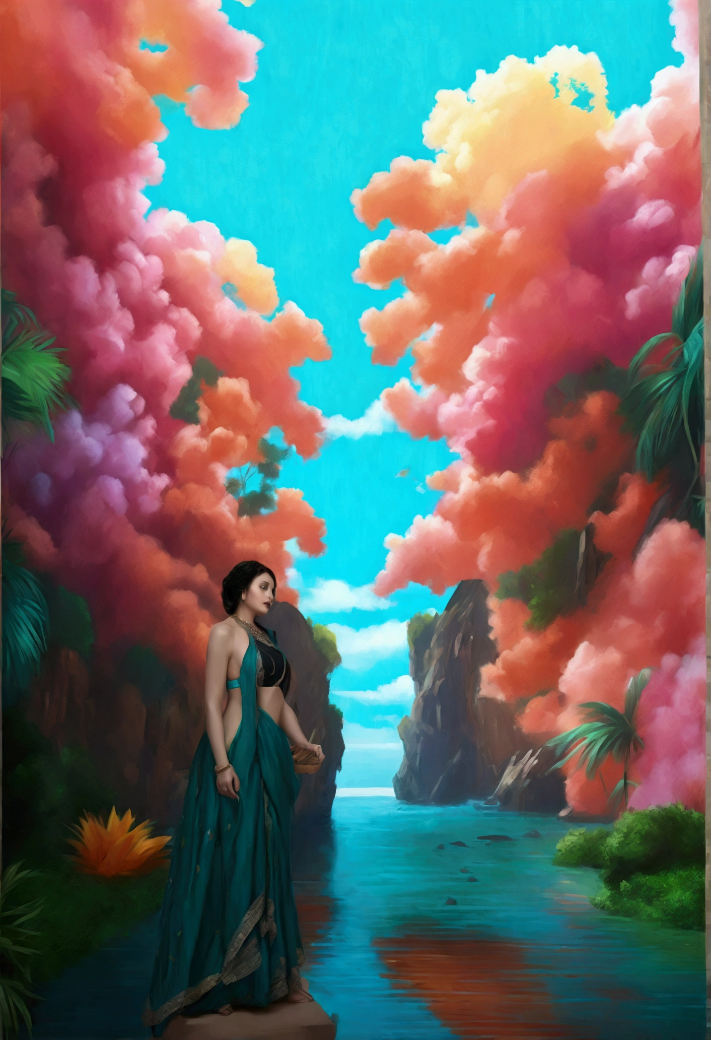 ((Masterpieces with up to 16K resolution:1.6)),Highest quality,it is really amazing,Very detailed,Ultra-high resolution,(Real:1.5),(Realistic:1.5),Increased depth of field,Cinematic Light,
Elegant mature woman,
Long black hair,(Exquisitely detailed face:1.5),Face with a gentle expression,Translucent white skin,Very sensitive skin,Great proportions,Anatomically correct body,
Elegant bikini swimwear,Artistic design,Beautiful and detailed pattern,Detailed fabric texture,Gorgeous necklace,
Coastal landscape at dusk,Dark clouds and dark sky,delay々Continuing sandy beach, Deserted Beach,Dark sea surface,
(Dramatic Angle:1.6),