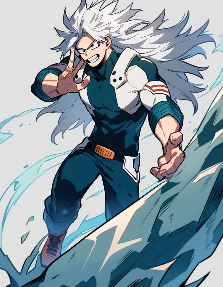boy,,my hero academia,long hair,white hair,cool