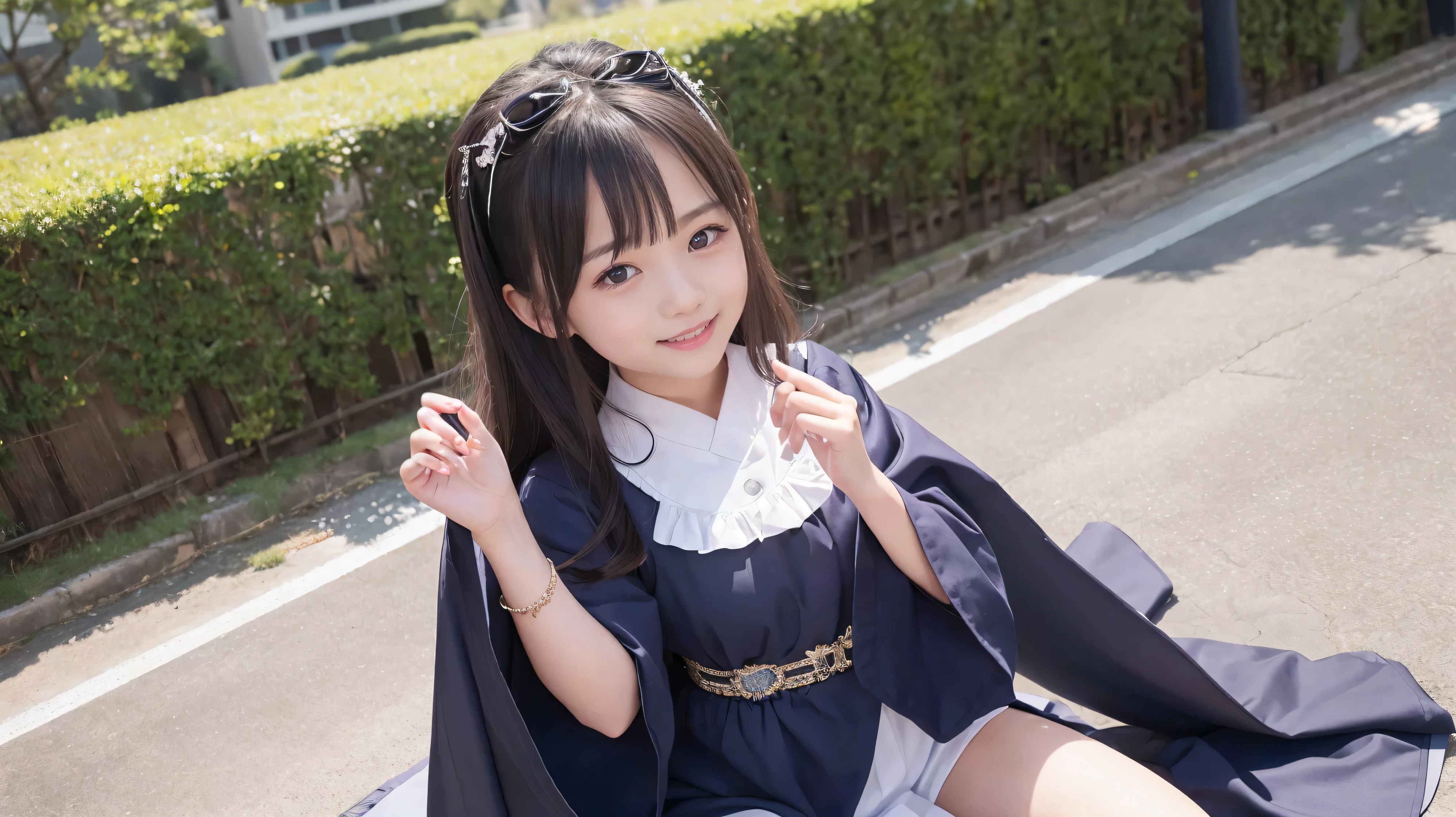 ((Attention to detail)),(Super detailed), Highly detailed CG Unity 8k wallpaper, beautiful girl,((Two people)), Highest quality, 8K, (((11 years old)))、girl、Long straight hair、Summer outfit、((Happy smile))、Bust Shot、(sea)、