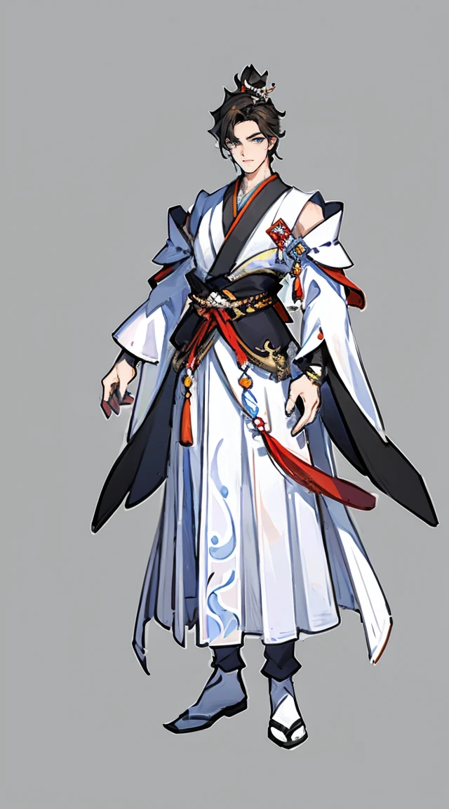 1 man（ใบHandsome face），unique，Standing and painting the whole body.，alone，transparent background，Original character designs from East Asia，Game character costume design，Gorgeous dress，Highly detailed，Color grade，white background，Ultra high resolution，Sharp focus，HD，8K，clear face，clear details，beautiful eyes，Handsome face