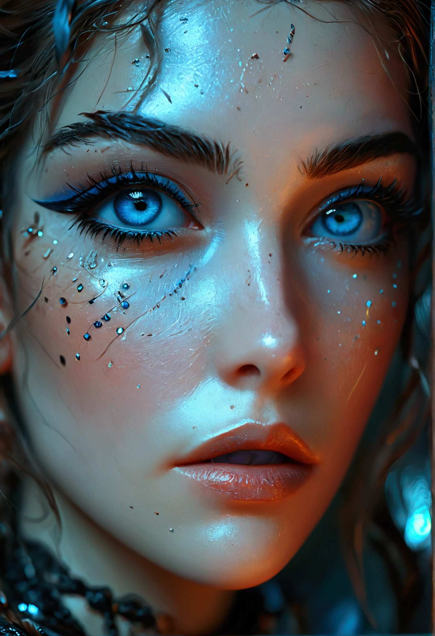 (Extremely detailed Cg Unity 8K wallpaper),(Masterpiece), (Best quality), (Ultra-detailed), (Best Illustration),(Best shadow), (Sharp eyeliner, eye shadows, Detailed eyes:1.1),, ,Break, IWS2000, Blue eyes