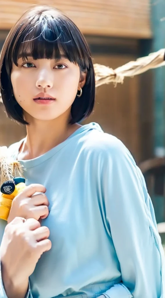 (8K, RAW Photos, Highest quality, masterpiece: 1.2), Super detailed, Super Resolution, (Genuine, Genuine photos: 1.37), Portraiture, High-resolution RAW color photos, Professional photos, とても細かくて美Shii, Very detailed, 8K 壁紙, Amazing details, Large file size, Official Art, Very detailed CG Unity 8K 壁紙, Very detailed beautiful girls, Very detailed faces, Very detailed目, Very detailed肌, Very detailed指, Very detailed鼻, Very detailed口, Perfect Anatomy, Detailed Background, Detailed clothing, One Girl, (20:1.2), 20th Generation, cute Girl, Realistic body, , White skin, Glowing Skin, The body is slim, Black Hair, short hair, (Blunt bangs: 1.2), cute, like々Shii, かわいらShii顔, Realistic Face, Delicate eyes, Sale Eyes, ( (Stylish winter clothes)), ((superior)), ((((short hair)))), Earrings, Looking into the camera, Cowboy Shot, Look forward, Standing posture, Contrasting, Dynamic Lighting, C cup breasts,