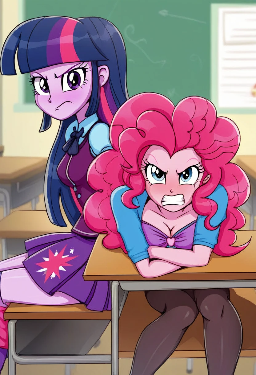 Eqg angry Twilight sparkle bodystocking he is sitting at a school desk and has a vagina. Pinkie pie 
