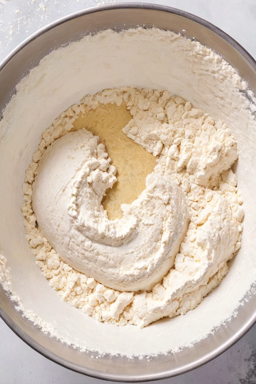 Flour and water mixed in a bowl