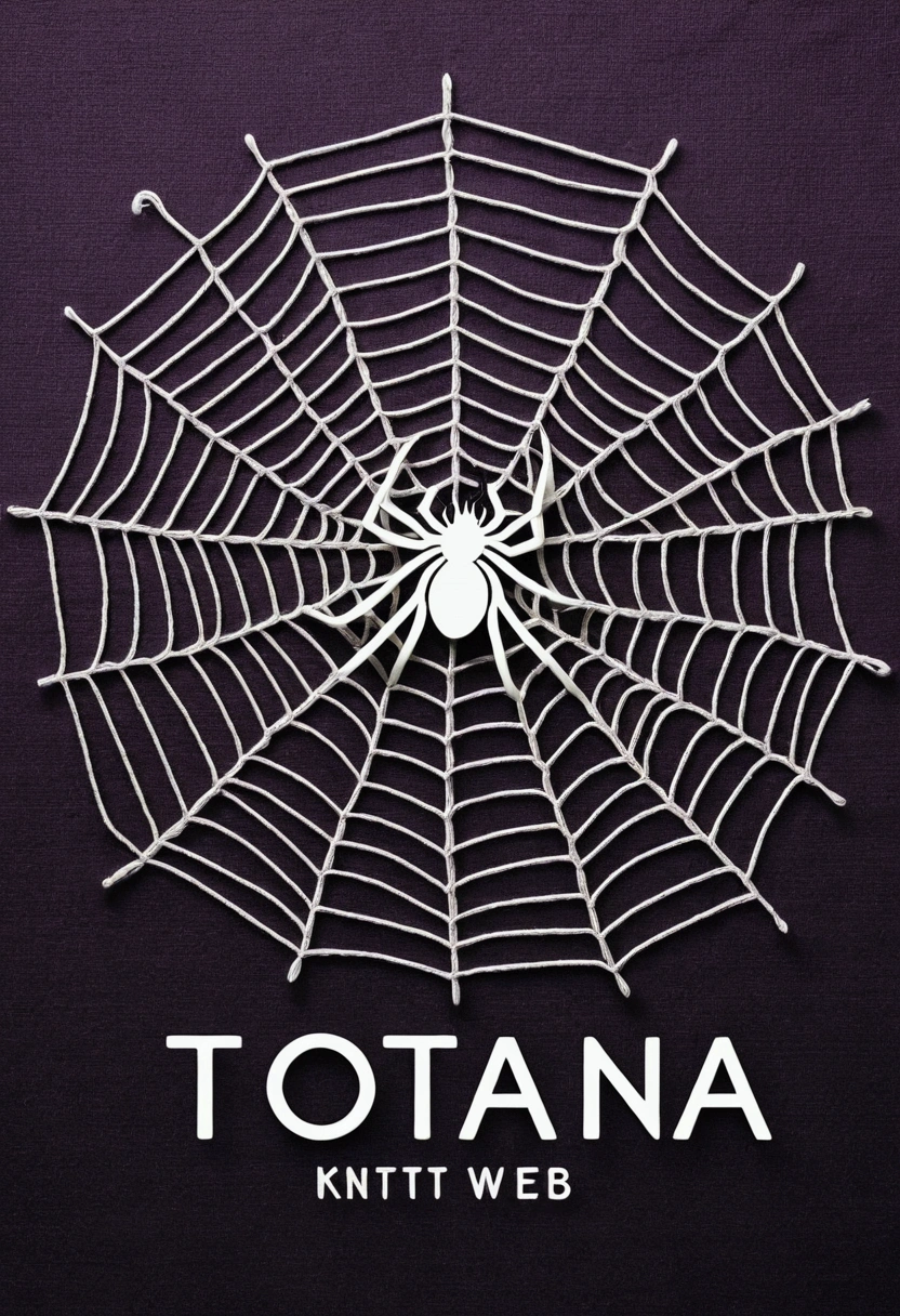 Logo for hand knitting company, called tofana, spider web logo, tofana written in the spider web, and some knitting needles on one of the sides of the spider web. Without the spider, spider web woven from wool, and the tofana woven in the spider web