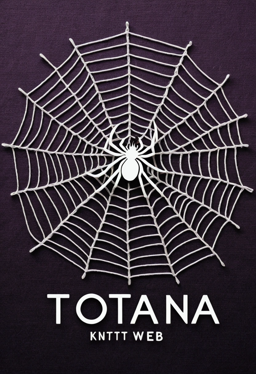 Logo for hand knitting company, called tofana, spider web logo, tofana written in the spider web, and some knitting needles on one of the sides of the spider web. Without the spider, spider web woven from wool, and the tofana woven in the spider web