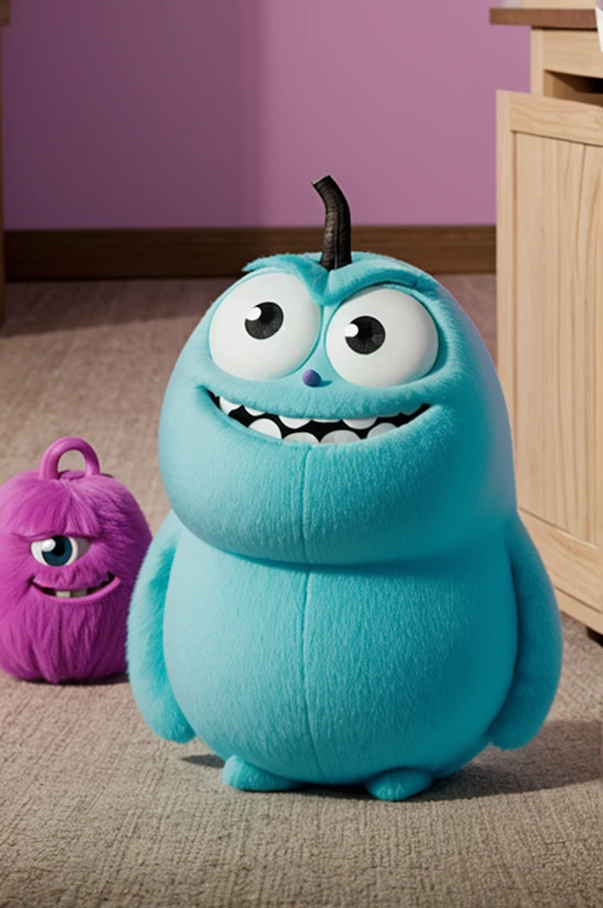 masterpiece, best quality, funny monster with 2 big eyes, colourfull body, riding a red silver bike