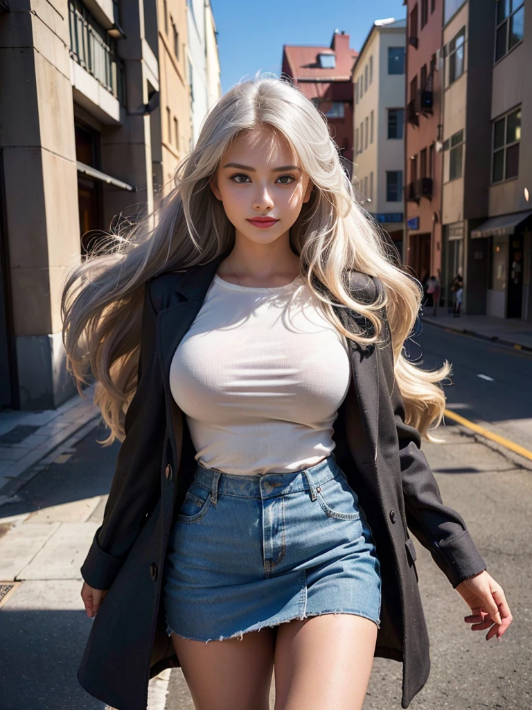 (A photo of a super beautiful white-haired Russian female student standing:1.2)(Sexiest Arab Women)(Smiling:1.2)(16K, RAW Photos, Highest quality, masterpiece: 1.2),(Her shiny, wavy long hair is blown wildly by the wind:1.1) Super detailed, Super Resolution, (Genuine, Genuine photos: 1.37), Portraiture, High-resolution RAW color photos, Professional photos, Very detailed, 8k wallpaper, Very detailed CG Unity 8k wallpaper, Very detailed beautiful girl, Very detailed faces,(Blizzard in Tel Aviv:1.2)(Tight school uniform:1.2)(whole body)(Skinny but big boobs:1.1)(かわいいタイトな半袖 style outfit:1.2)School uniform style outfit,light gray eyes,from side,Winter coats for students,Knee-high socks