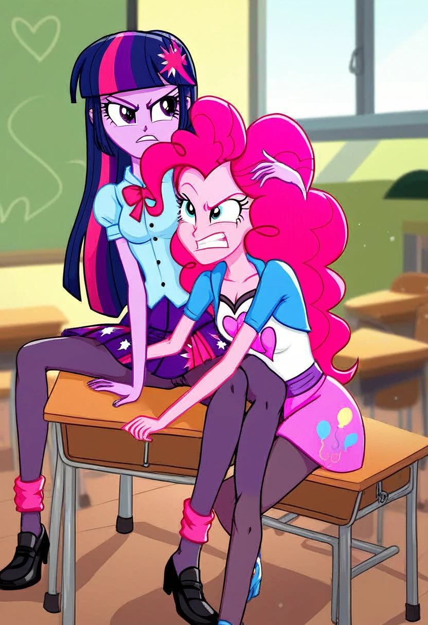 Eqg angry Twilight sparkle bodystocking he is sitting at a school desk and has a vagina. Pinkie pie 