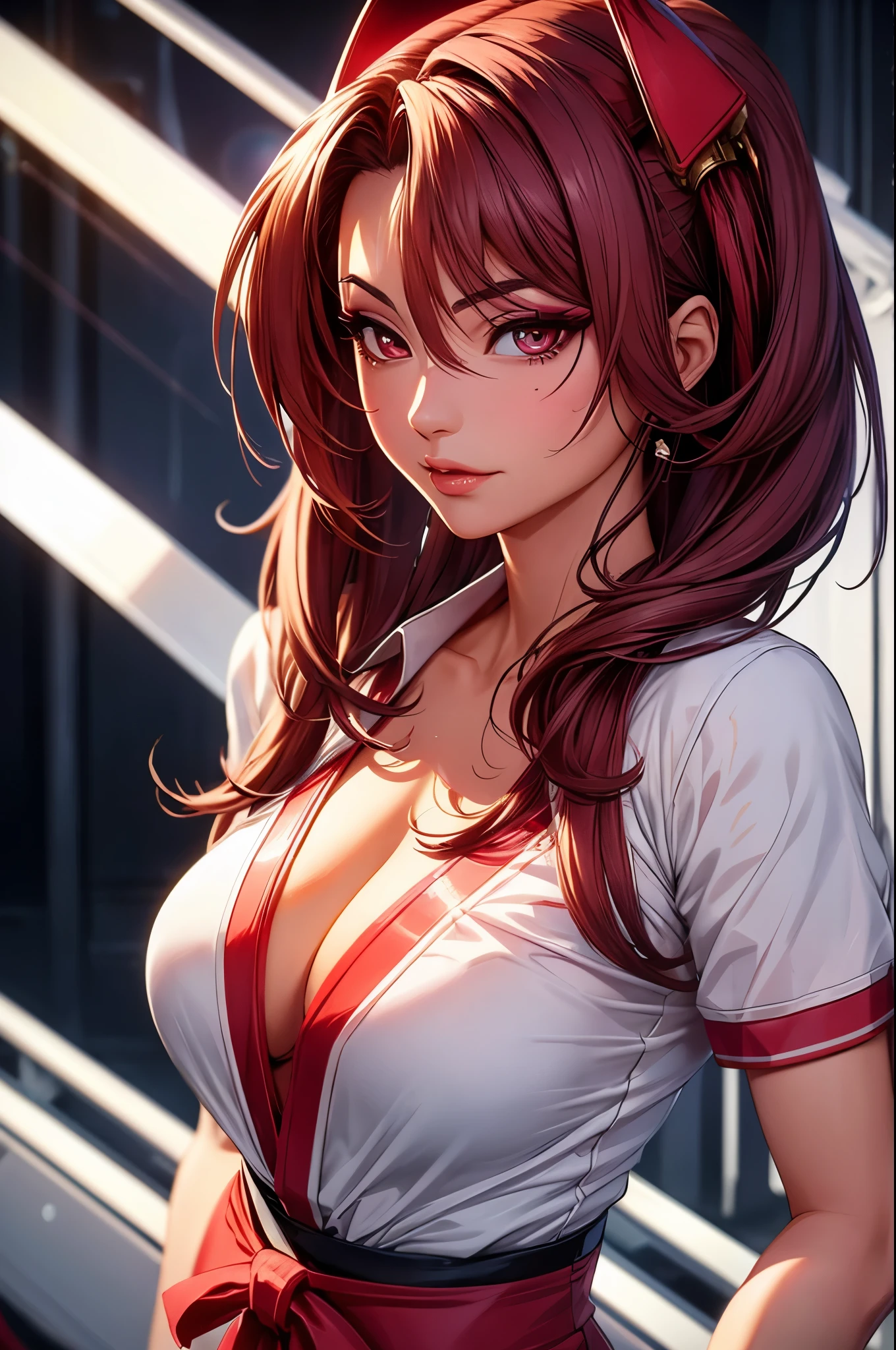 Mai Shiranui, CG 8k ultra-realista, hot woman, seductive eyes, make-up