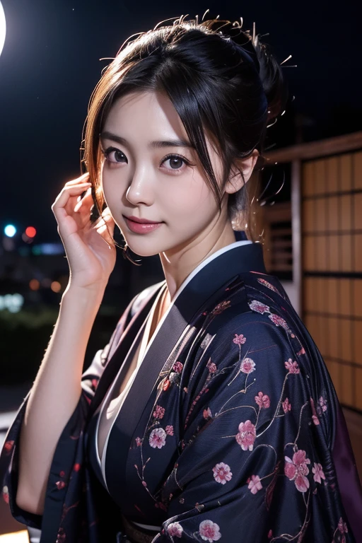 ((((fancy yukata, ponytail))), (walking sideways, festivals, in the city, at night, a little visible through the yukata, looking to the side, walking in parallel, angle from above), (very dark lip gloss, inky black lipstick, so many eyelashes, pitch black eyeshadow), NSFW, 8k, RAW photos, highest quality, high resolution: 1.1, hyper-realistic: 1.4, Realistic, super detail, photorealistic: 1.3, absurdity, masterpiece, urzan-6500-v1.1:0.33, beautiful_mistake-6500:0.66, pureerosface_v1:0.33, raw photo: 1.2, open mouth, soft light, cinema light, film grain, whole body, depth of field,, blurred background, eye focus, young, 85mm lens, f/1.4, professional lighting, portrait, photon mapping, radiosity, physically based rendering, transparency, Japan girls, sexual arousal: 1.5, realistic face, realistic body, realistic skin, clean: 1.8, big breasts: 1.3, teardrops, watery eyes, raised eyebrows, good style, camel toes, smile, charming smile