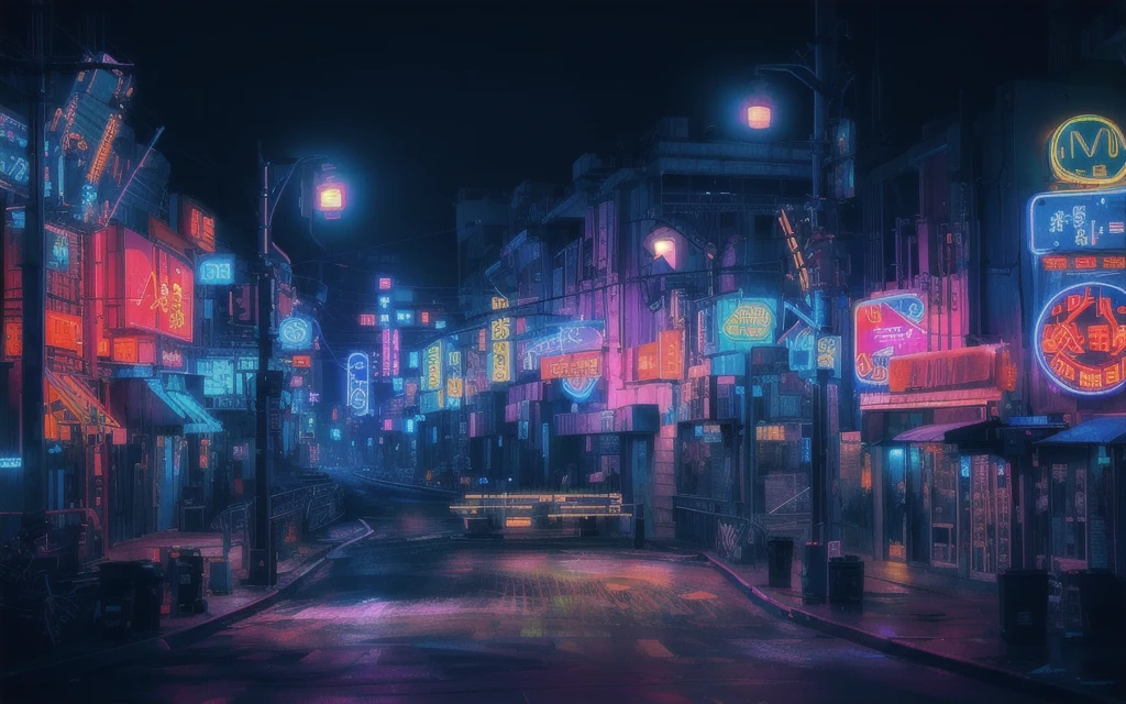 Brightly lit neon lights on city streets at night, Neon Street, Neon lights everywhere, Neon Streetlights, colored neons, City midnight neon lights, There are neon lights at night, bright Neon City lights, 柔和的Neon atmosphere, movie neon matte painting, neon light, Neon City, Neon night, There are neon lights all around, Neon atmosphere, Cyberpunk street at night
