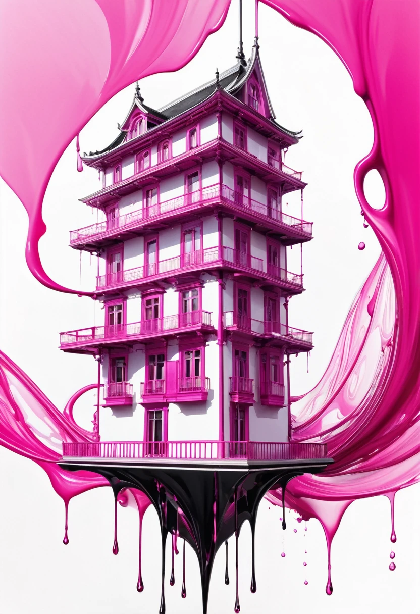 Fluid ink,architecture,Dangling,pink