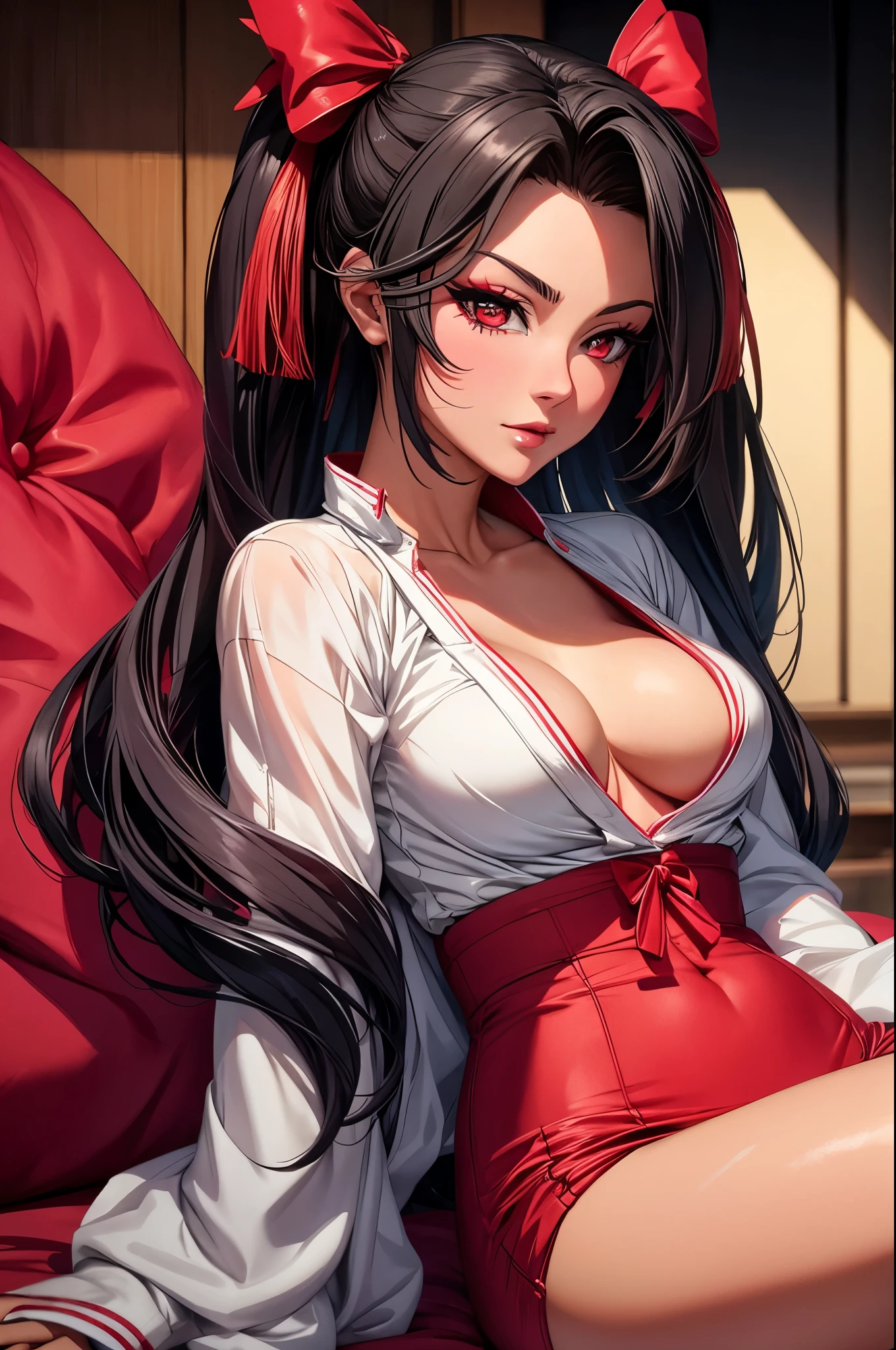 Adult Mai Shiranui, CG 8k ultra-realista, hot woman, seductive eyes, make-up