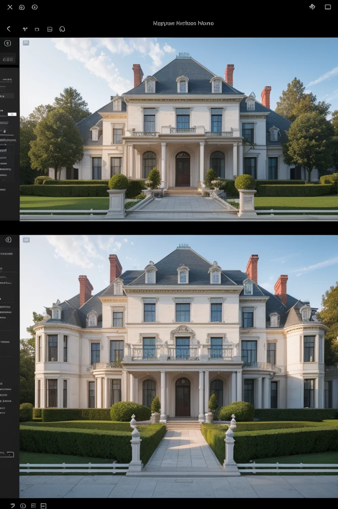 "You are a digital artist specializing in creating hyperrealistic images with artificial intelligence. Your task is to generate an image of a mansion seen from above, with a zoom effect that enters the house. The image must be rendered at the highest quality available, including minute, realistic details in both the structure of the mansion and the surrounding environment. Make sure the zoom effect is smooth and immersive, highlighting the mansion&#39;s unique features. The final image must convey luxury and sophistication, with impressive realism. Please use a professional and technical tone in your descriptions."