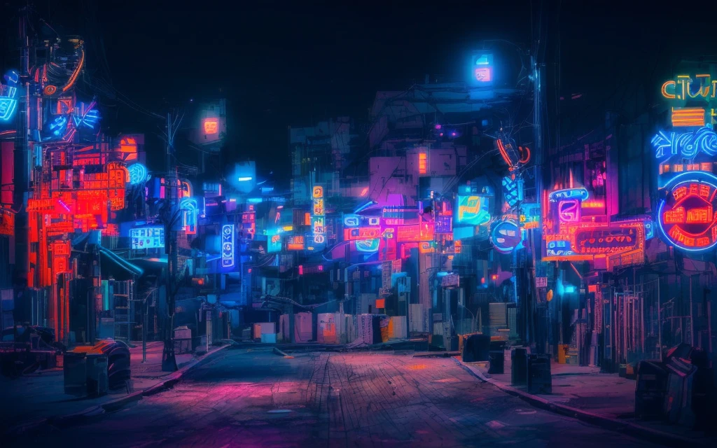 Brightly lit neon lights on city streets at night, Neon Street, Neon lights everywhere, Neon Streetlights, colored neons, City midnight neon lights, There are neon lights at night, bright Neon City lights, 柔和的Neon atmosphere, movie neon matte painting, neon light, Neon City, Neon night, There are neon lights all around, Neon atmosphere, Cyberpunk street at night