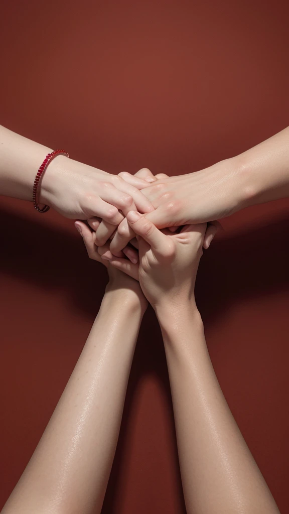 Hands holding red background