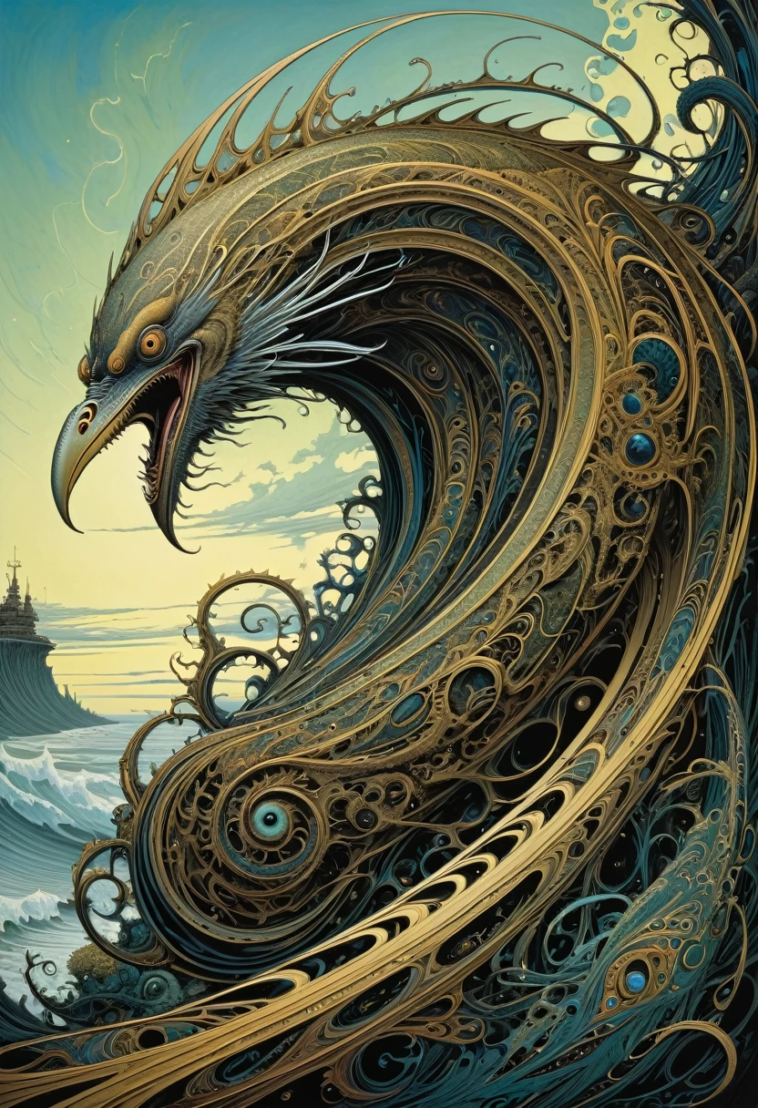 Aaron Horkey's painting depicts,Mysterious Landscape Photography,Luminous oil painting style,IncRedible futuristic images appear on the Miracle Stone,Mystery Book Cover Art, There is a lot of suspense, Dark, atmosphere, Dark "Imagine a vast desolate space,The spectral landscape unfolds from the surrounding haze, It's as if the fabric of reality has lost its color and vibrancy. Crystalline Monolith, No visible pulse or energy, Rising from the barren land like a forgotten fragment of knowledge, Casting an eerie glow over a featureless environment. Artworks should evoke an unsettling sense of alienation, The line between nothingness and existential despair becomes blurred, Put the audience into a state of numbness and indifference."Red,dark Red color palette
