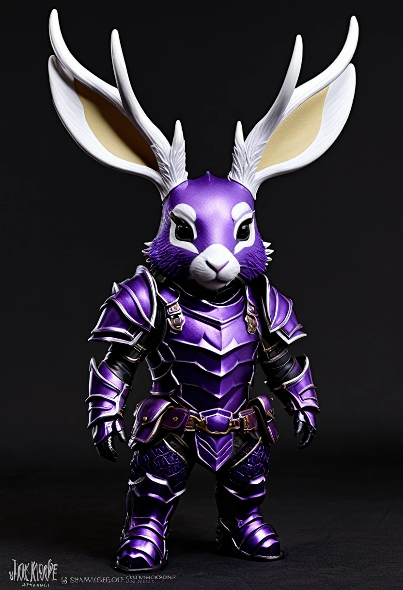 Knight Jackalope, Purple short hair, jackalope, Dark Armor(masterpiece, best quality)