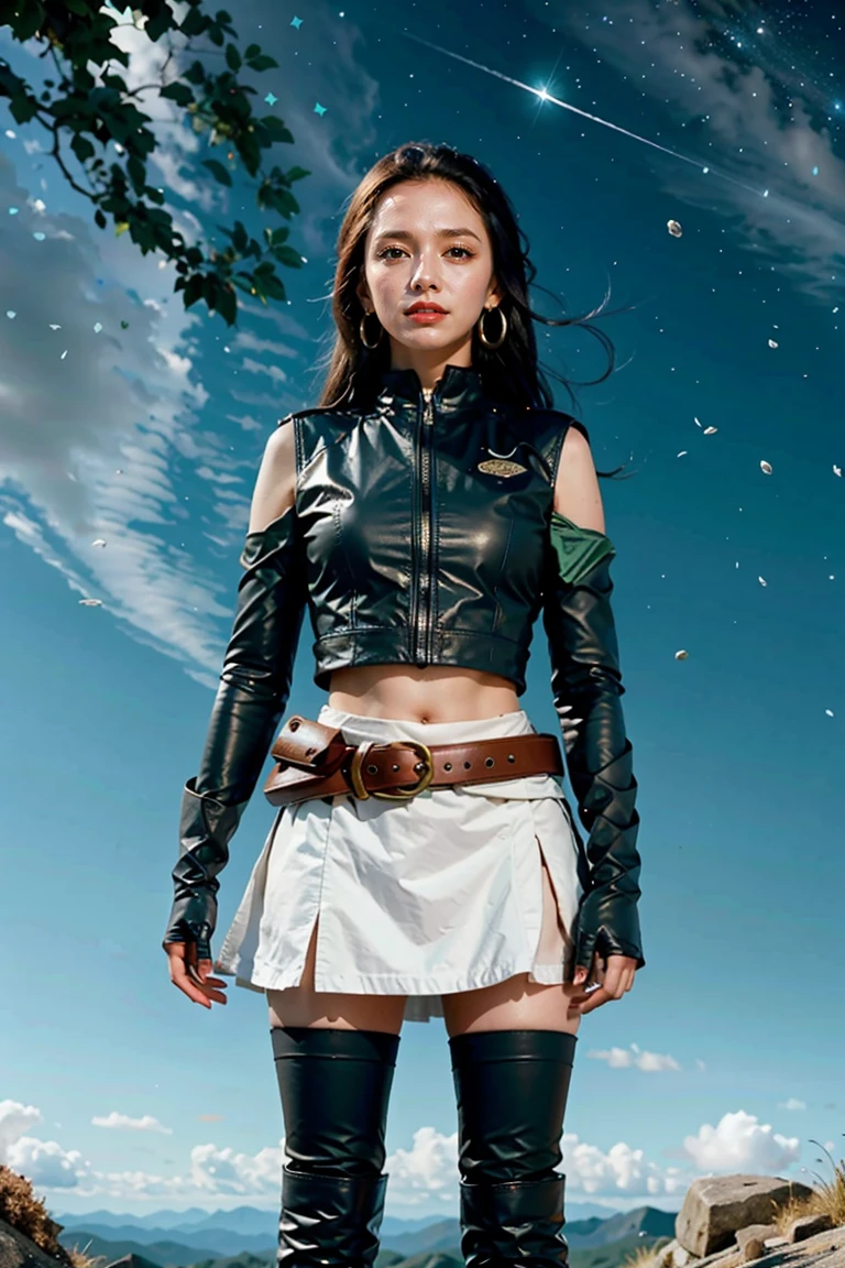 score_9, score_8_up, score_7_up, source_realistic,
1girl, d4rkkn1ght, armor, skirt, gauntlets, single thighhigh, boots, shield, earrings, green eyes, on a mountain top at night, sky full of stars, 3/4 view,