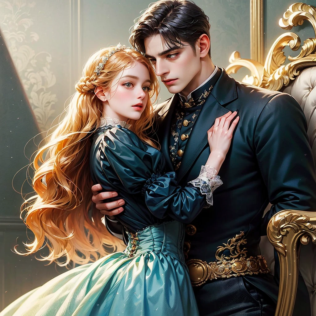 masterpiece, (((best quality))), ((((detailing)))), ((man and woman)), ((victorian clothes)), (light background), (((detailed face))), (they look at each other), (detailed eyes), (ultra-detailed)