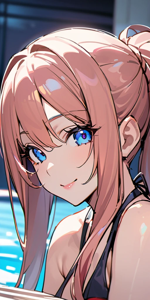 ((Highest quality、、masterpiece:1.3)), Upper Body、Long legs、Sharp focus:1.2, Beautiful woman with perfect figure:1.4、(Smiling:1.2), double eyelid、30-year-old female、Sexy pose、((((Close your mouth、One Woman、bikini)))),(((((one women,poolside:1.5)))))
