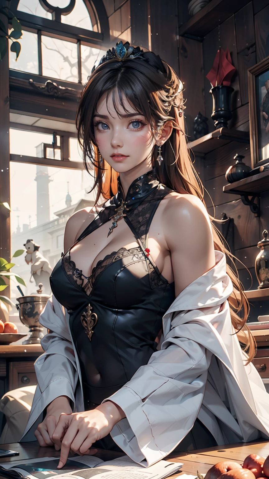 There is a woman sitting on the beach holding a watch, Queen of the Sea Mu Yanling, Beautiful digital art, Highly detailed digital art in 4K, Beautiful Fantasy Empress, 8k high quality detailed art, Fantasy Beautiful, Jan J, Beautiful and gorgeous digital art, Gwaiz, artwork in the style of Gwaiz, Beautiful fantasy art, Chinese Fantasy