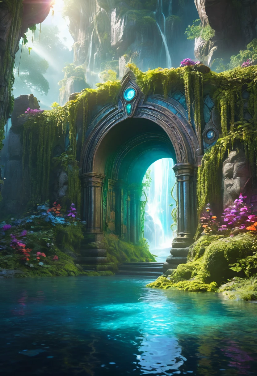 A fantasy world with a magical portal, Everything was magical, The atmosphere is full of magical color films, High Detail, best quality, 4K