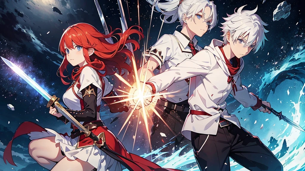 Fantasy Sword and Magic RPG fellow attack White Haired Boy Red Haired Girl