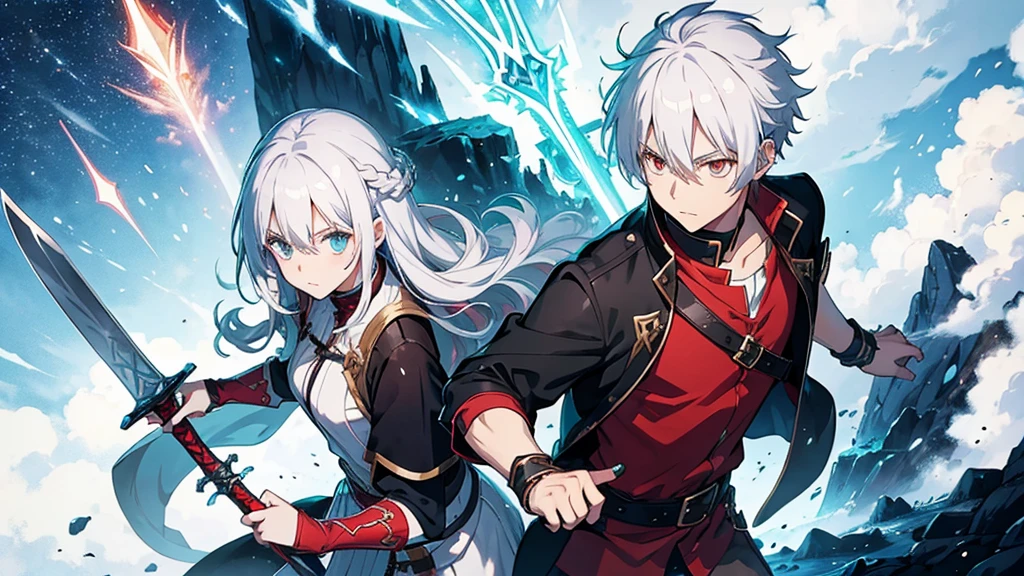 Fantasy Sword and Magic RPG fellow attack White Haired Boy Red Haired Girl